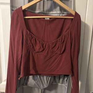 Wilfred Rust Long Sleeve Crop Top
